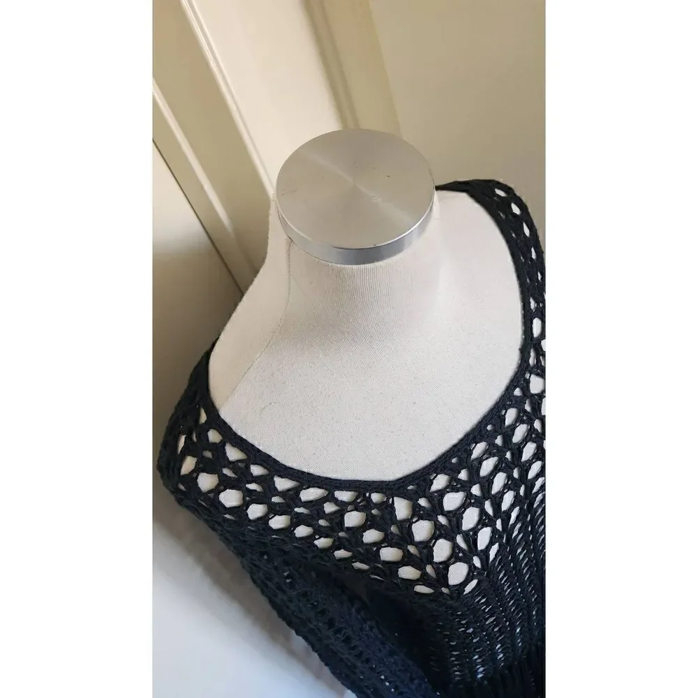 LA Class Black Crochet Dress/Beach Coverup, NWT